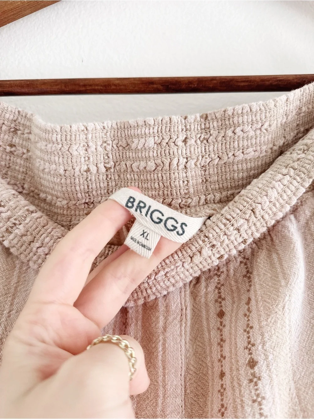 Briggs Light Cream striped Wide-Leg Pull-On Pants XL